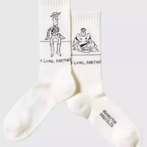 Disney Pixar Toy Story Buzz Lightyear Woody Uniqlo Sock Off White Cream Socks